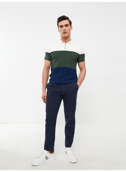 Polo Collar Short Sleeve Color Block Men's Knitwear Sweater thumbnail 5