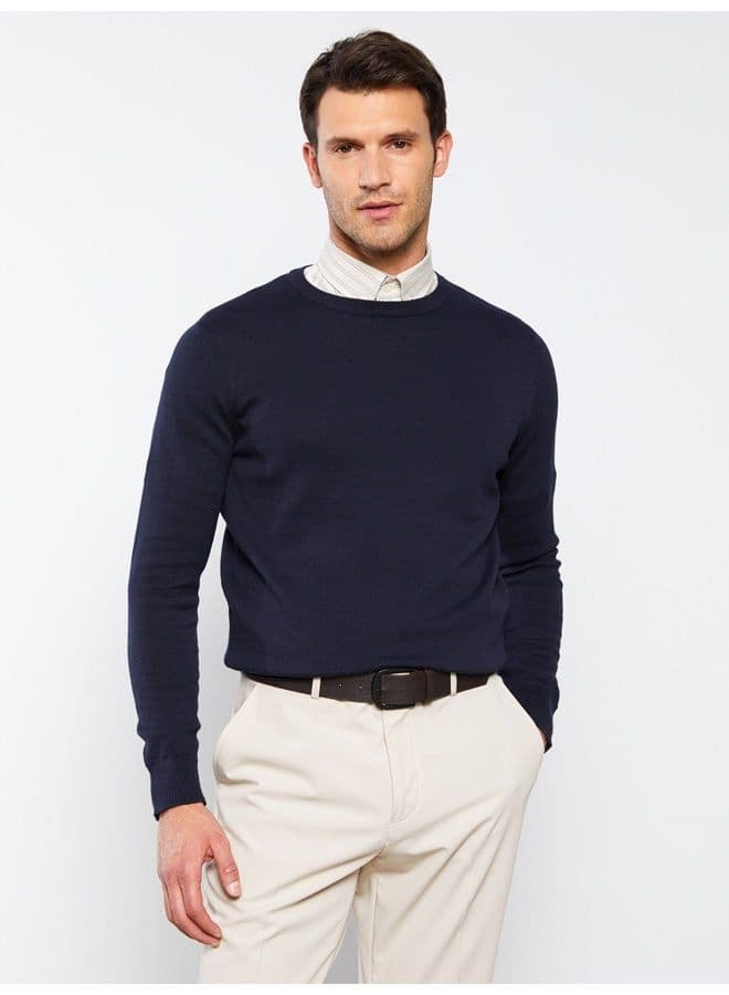 Crew Neck Long Sleeve Men's Knitwear Sweater 1