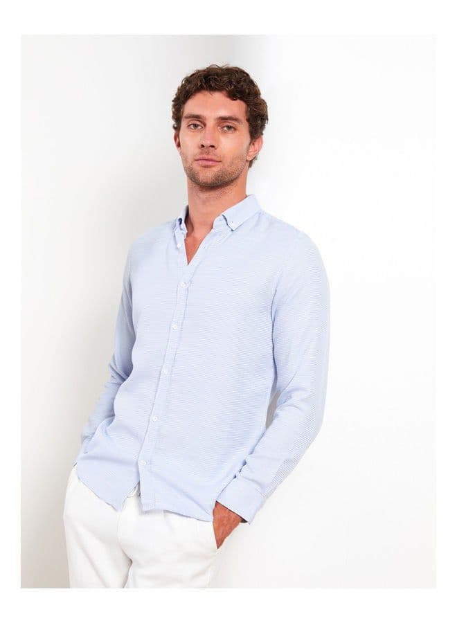 Slim Fit Long Sleeve Dobby Men's Shirt 1