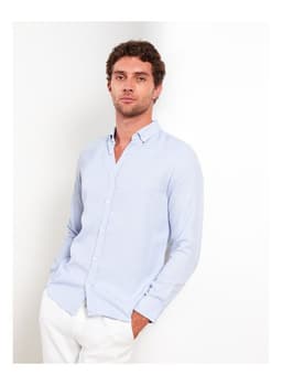 Slim Fit Long Sleeve Dobby Men's Shirt thumbnail 3