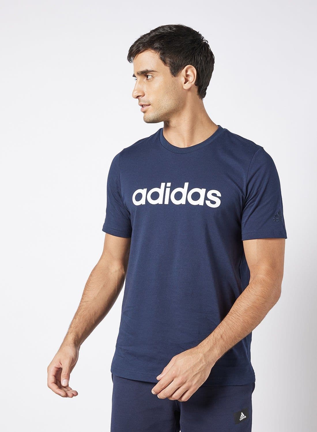 Essentials Embroidered Linear Logo T-Shirt Navy 1